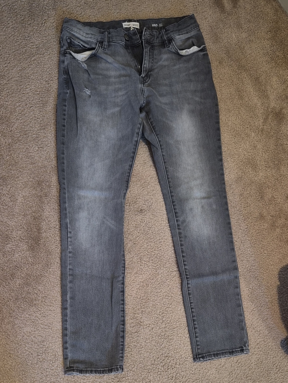 Warp + Weft Men’s Skinny Jeans in Faded Gray